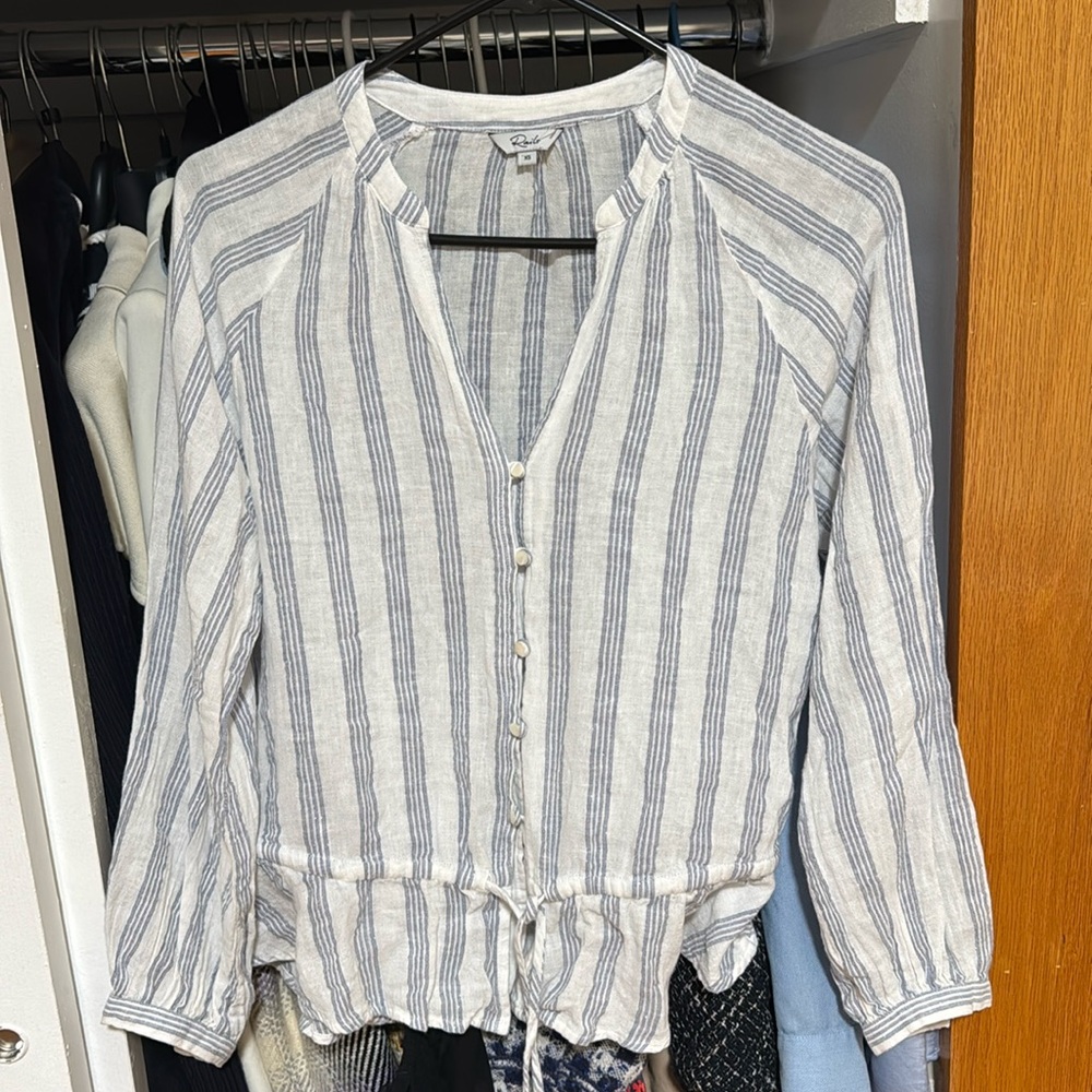 Rails Striped Button-Up Blouse